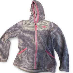 The North Face Kids Gray & Pink Fleece Zip-Up Hoodie – Girls M
